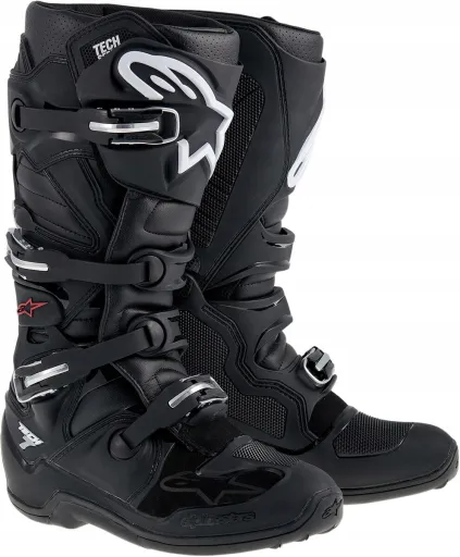 БОТИНКИ ДЛЯ КРОССА, КВАДРОЦИКЛА ATV ALPINESTARS TECH 7 BLACK ЧЁРНЫЕ, РАЗМЕР 14 (49,5)