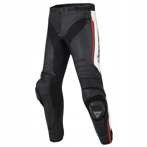 Шкіряні мотоциклетні штани Dainese Misano чорно-біло-червоні, 46