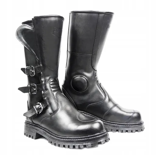 Польські високі шкіряні мотоботи із застібками на пряжках RACEBOOTS R3K